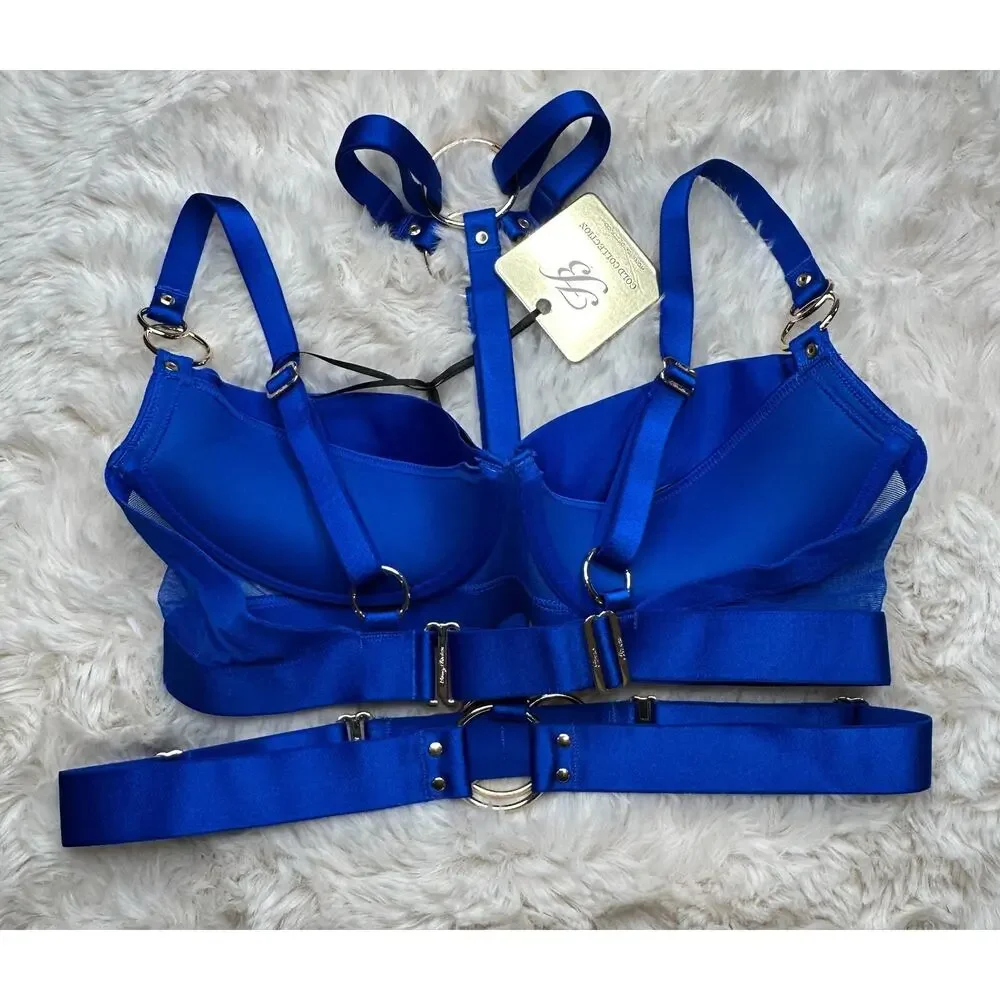 Honey Birdette ARLIAH💙 Electric Blue 3 Piece Set 32DDD +Harness & XS brief - Picture 4 of 8
